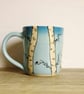 Small Coffee Mug - Birch Tree, Sky and Birds  - Image 2