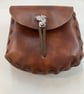 Brown Leather Medieval Style Pouch with English Dragon closure - FREE SHIPPING