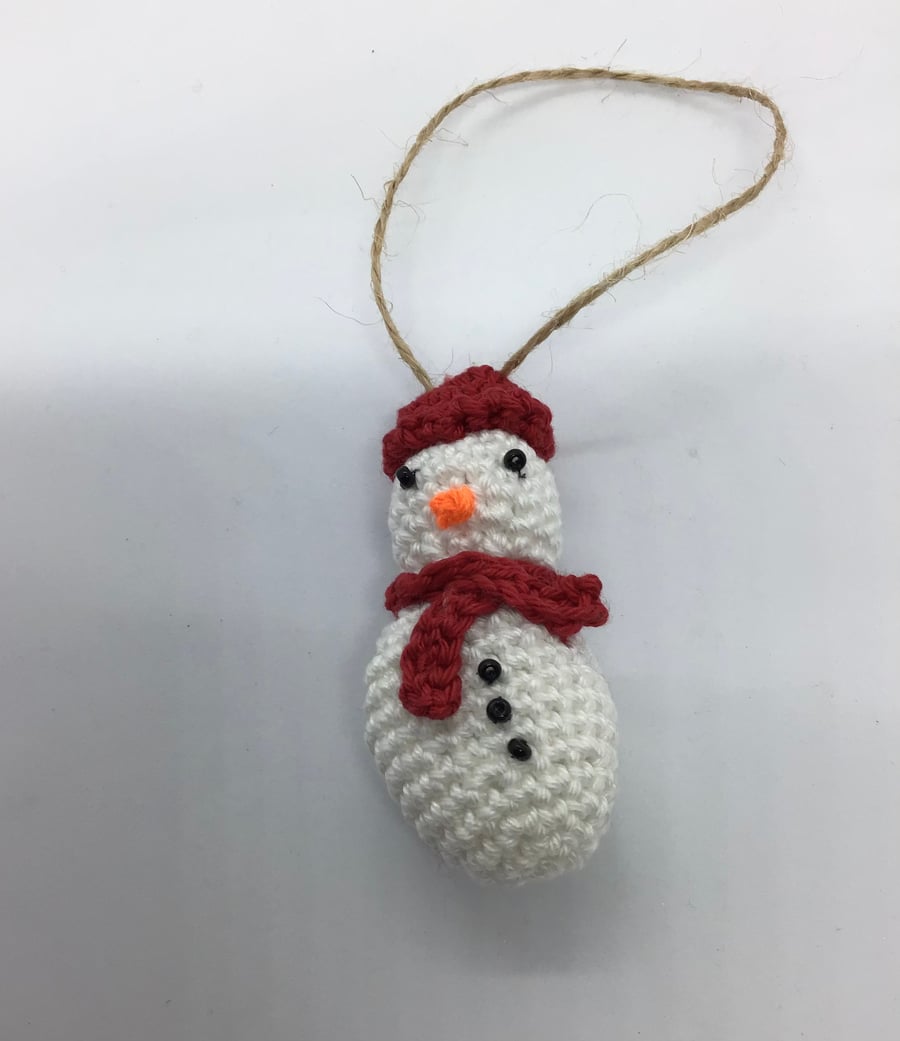 Mini Amigurumi  Crochet Snowman hanging decoration