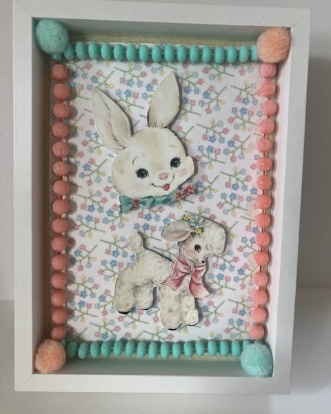 Cute Kitsch Bunny & Lamb picture