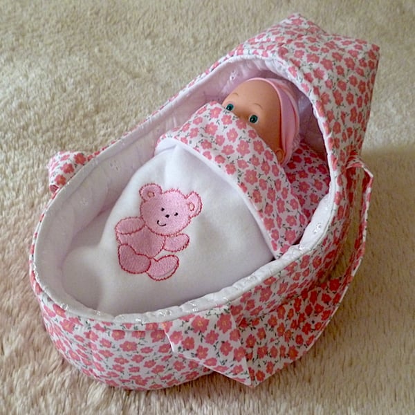 Small Doll's Carrycot with Free Doll