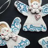Crackle ceramic Angel Christmas decoration
