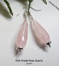 Designer Natural Faceted Rose Quartz AAA Grade Tear Drop Earrings  - Image 3