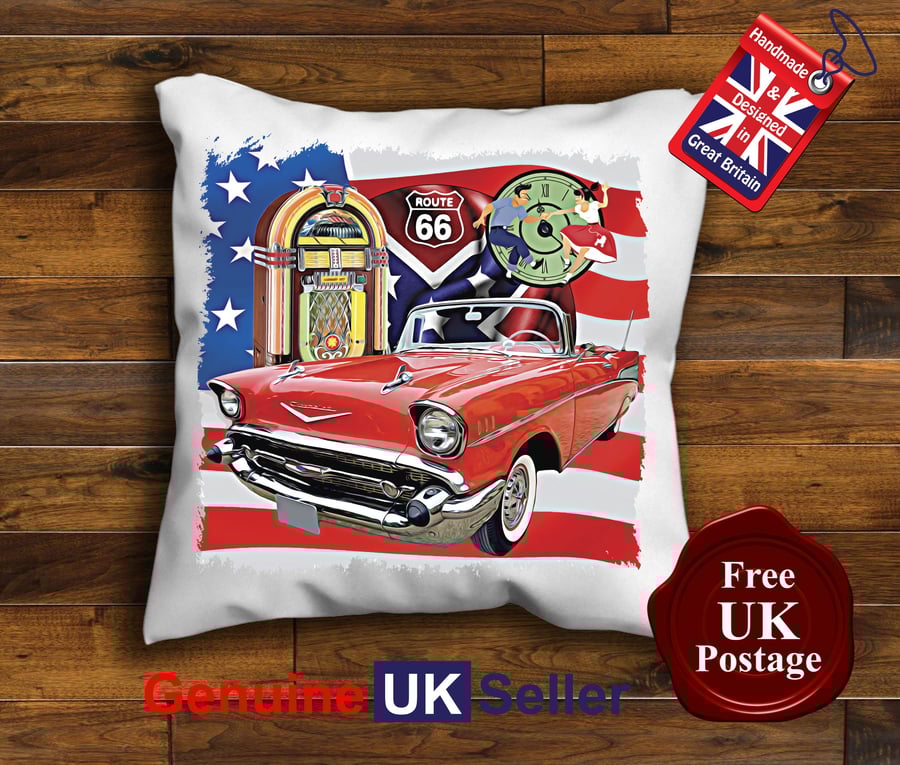 1957 Chevrolet Convertible Cushion Cover, Hot Rod Cushion Choose Your Size