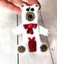Teddy polar bear fused glass Christmas decoration 