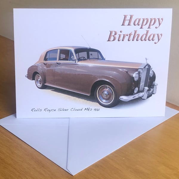Rolls Royce Silver Cloud 1961 - Birthday, Anniversary, Retirement or Plain Card