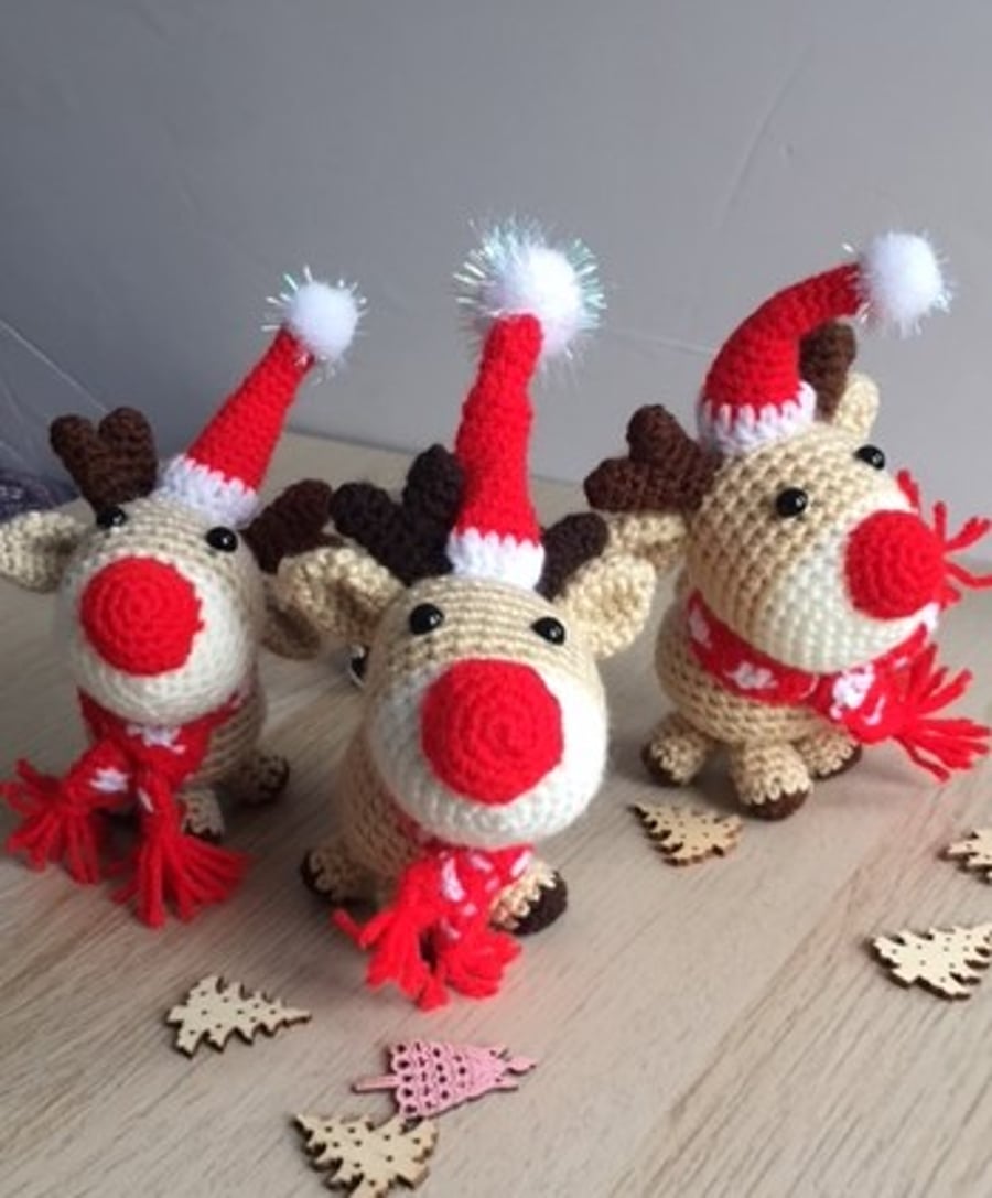 CROCHET REINDEER, MINI CHRISTMAS TREE ORNAMENT Folksy
