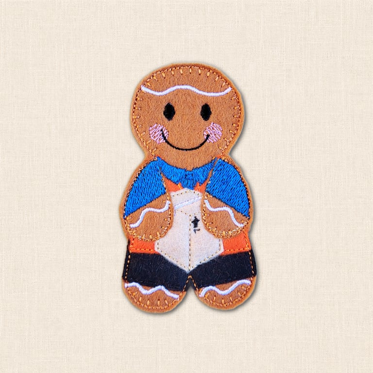 Parcel Delivery Gingerbread Decoration - Embroidered Courier Character