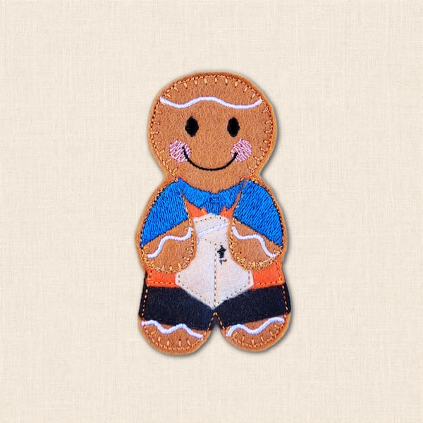 Parcel Delivery Gingerbread Decoration - Embroidered Courier Character