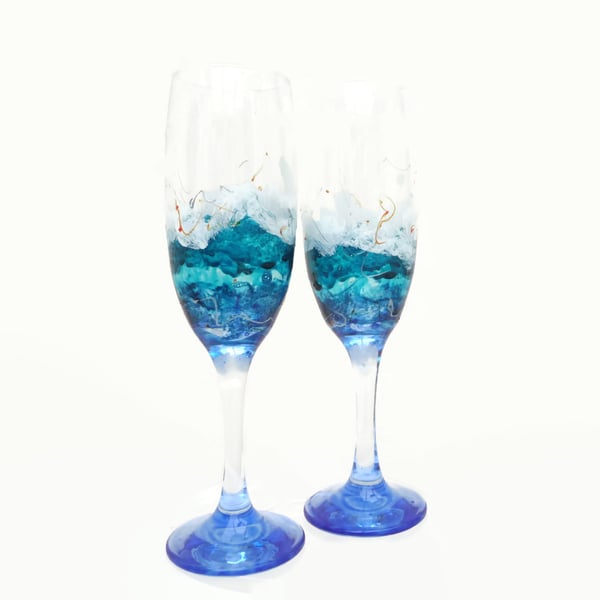 Stormy Seas Flute Glasses x 2