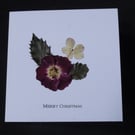 Real Pressed flower Christmas Card