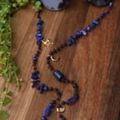 Glasses chain with natural stones lapis lazuli and lava stone