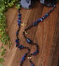 Glasses chain with natural stones lapis lazuli and lava stone