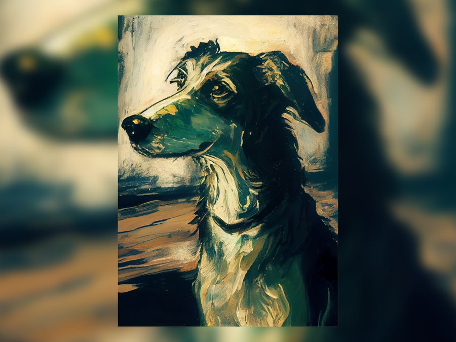 Loyal Companion Dog Portrait Art Print 5x7 - Canine Oil Painting Decor