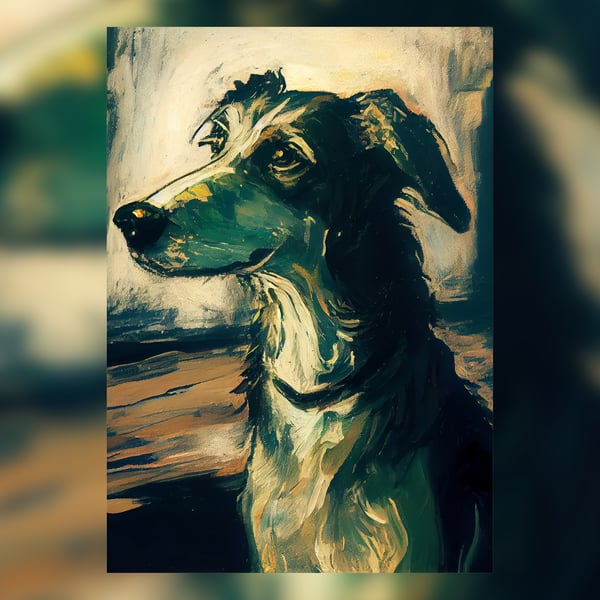 Loyal Companion Dog Portrait Art Print 5x7 - Canine Oil Painting Decor