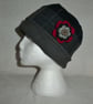 Wool Hat Created from Up-cycled Sweaters. Tartan and Grey with red Flower Pin - Image 2
