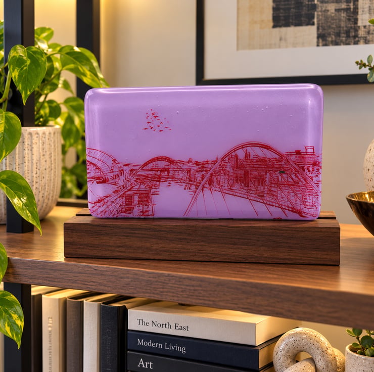 The Millennium Bridge on Neo-Lavender Glass Pan... - Folksy