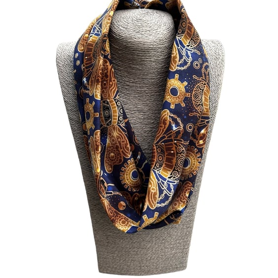 Gold and Blue Bee design cotton Infinity Scarf