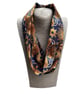 Gold and Blue Bee design cotton Infinity Scarf - Image 1