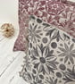 Hand Printed Organic Cotton Bolster Cushion - RUNA - Lavender - Image 4