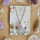 Spirit Quartz Crystal Necklace, Silver Necklace, wire wrapped 