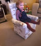 Child's Chair Fryetts Tatton Animals Fabric Foxes Rabbits Beige Grey Armchair  - Image 9