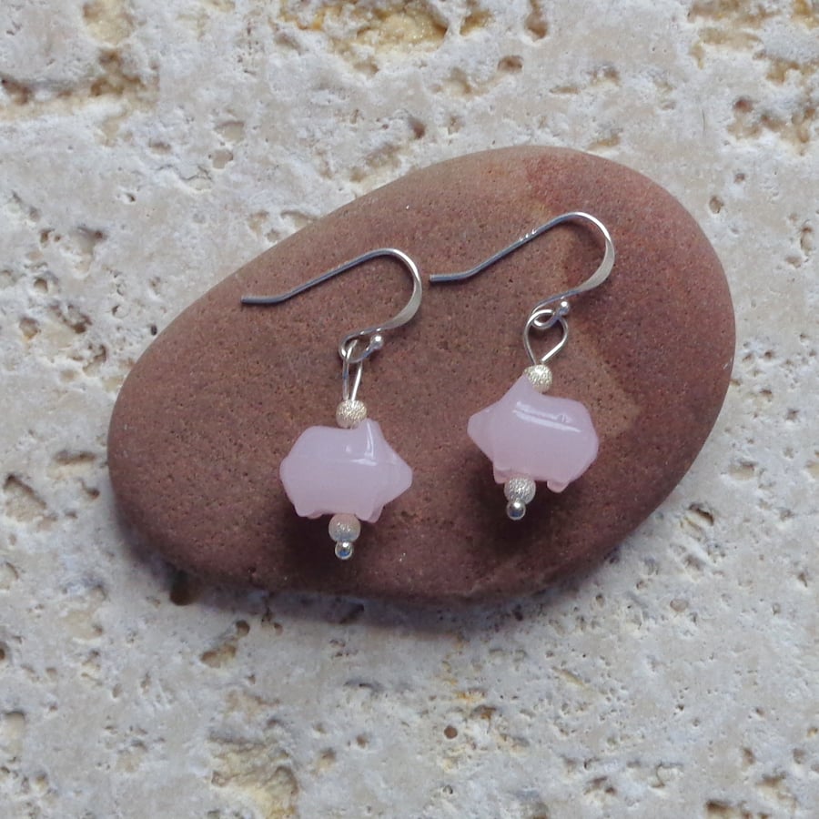 Pink Jade & sterling silver earrings These little piggies