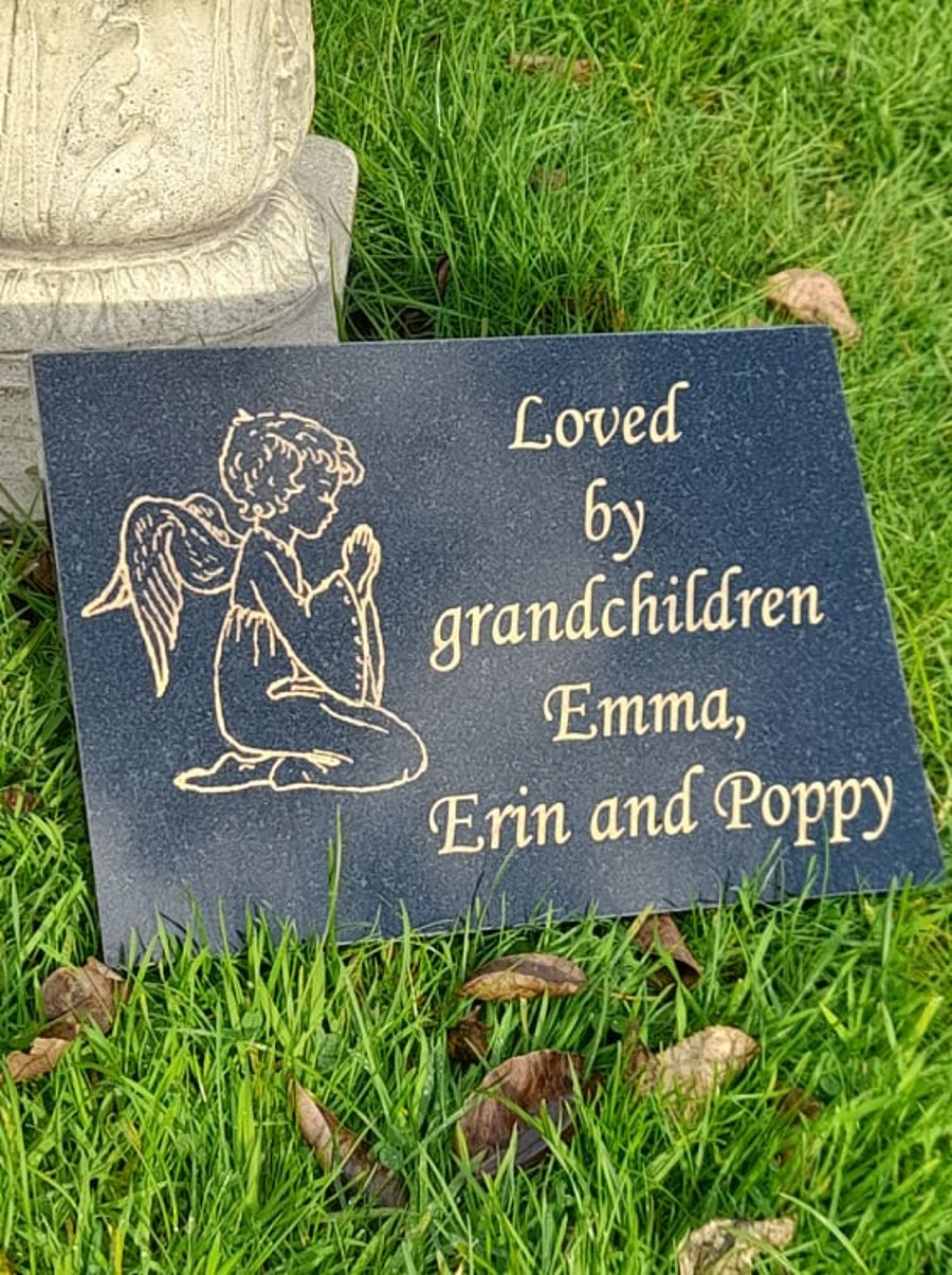 Angel Memorial Grave marker Grave Plaque Baby Remembrance Plaque Cemetery Stone