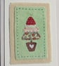 Little Tree, hand-stitched miniature textile on card with silver star at the top - Image 2