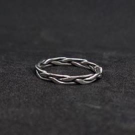 Braided Wicker Silver Ring