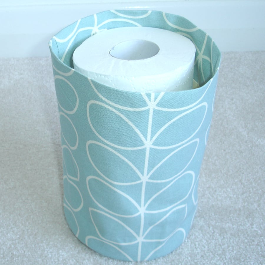 Toilet Roll Holder 2 Loo Roll Storage Basket Duck Egg Stem Leaves