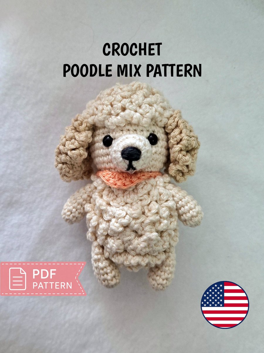 Poodle Mix Crochet Dog Pattern - Amigurumi Doodle Bag Charm PDF