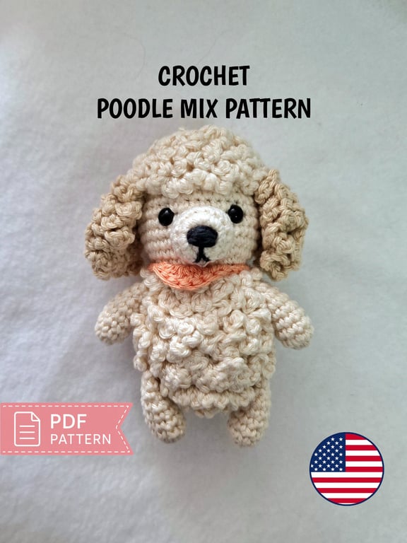 Poodle Mix Crochet Dog Pattern - Amigurumi Doodle Bag Charm PDF