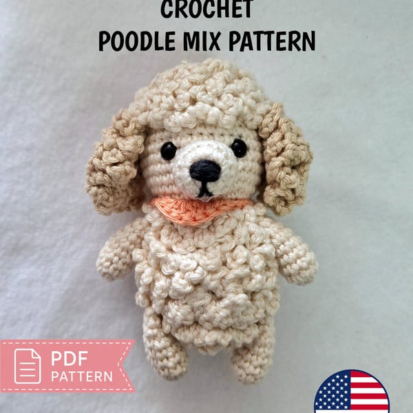Poodle Mix Crochet Dog Pattern - Amigurumi Doodle Bag Charm PDF