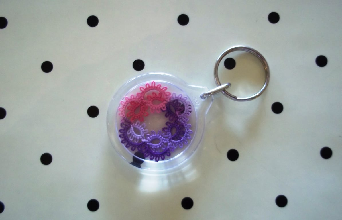  Pink and Purple Tatted key-ring 