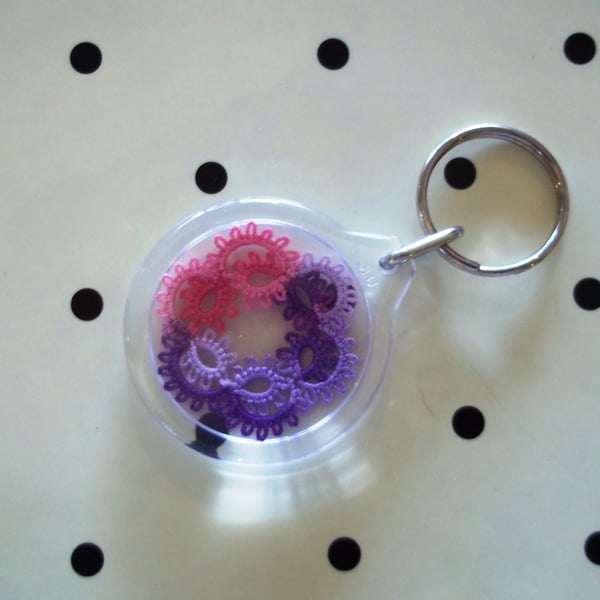  Pink and Purple Tatted key-ring 