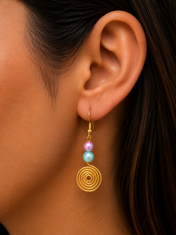 Hand Made spiral drop earring