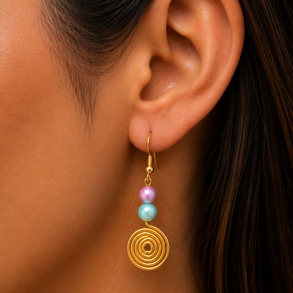 Hand Made spiral drop earring