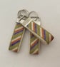 Cross Stitch Keyring: Lime, Orange, Purple Embroidered Linen Key Fob - Image 9