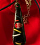 Unique Handcrafted Artisan Christmas Tree Pendant on Adjustable Black Necklace 