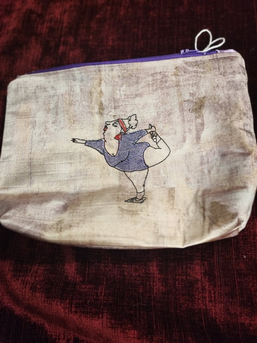 Cosmetic, Toiletries Bag with embroidered Yoga Lady