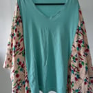 Aqua Upcycled Unique Boho Fun Flirty Hippie Style Poncho Free Size 