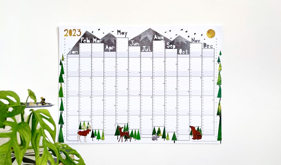 Animal 2023 Wall Planner Calendar Sunday seconds
