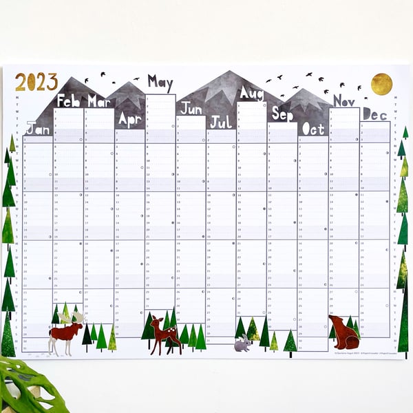 Animal 2023 Wall Planner Calendar Sunday seconds