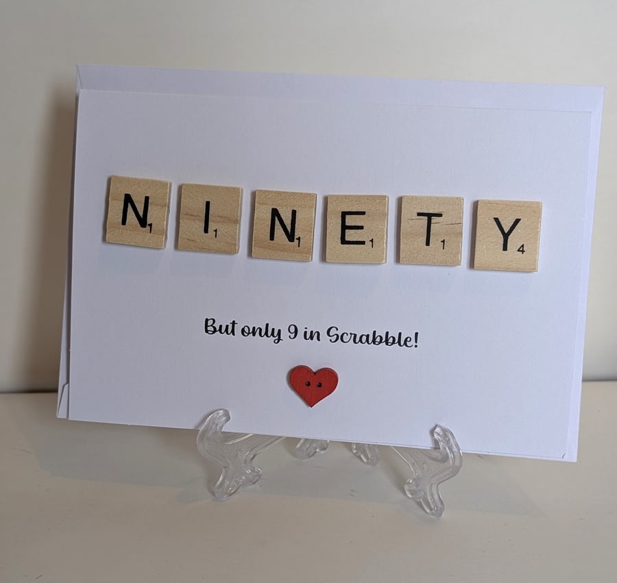 90th Birthday scrabble greetings card