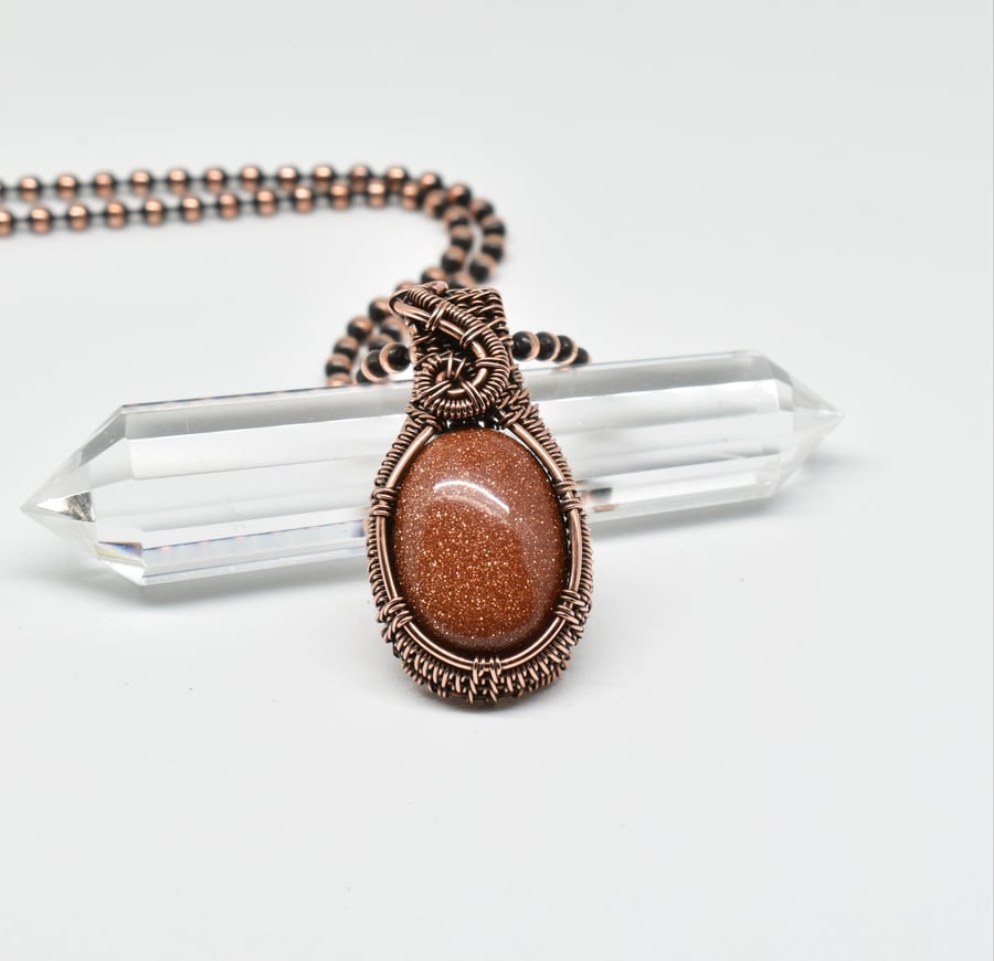 Goldstone and Copper One of a Kind Gothic Style Pendant