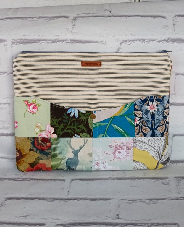 iPad pouch patchwork, patchwork pouch, scrappy range, student gift, free UK post