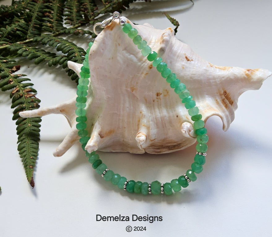 AAA Chrysoprase Hand Made Sterling Silver Bracelet 