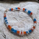 Crystal Quartz, Apatite, Carnelian and Gold Filled Bracelet