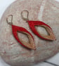 Red and Gold Leaf Earrings - Image 1
